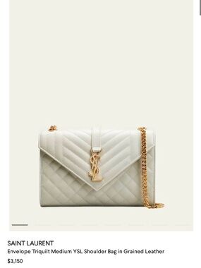 Saint Laurent Cream/off white Quilted Envelope YSL Shoulder Bag with Gold Chain